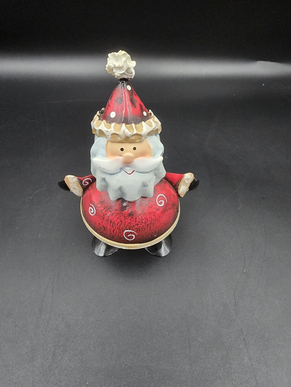 Whimsical Red Santa Holiday Figurine with White Beard